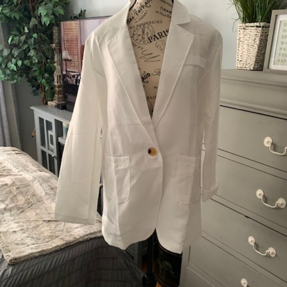 White Single Button Blazer - Picture 4 of 4